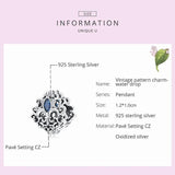 925 Sterling Silver Vintage Water Drop Charm Pendant
