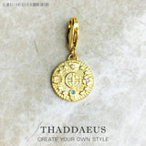 Golden Lucky Coin Charm Pendant 925 Silver Vintage Pure Happiness Gift
