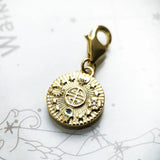 Golden Lucky Coin Charm Pendant 925 Silver Vintage Pure Happiness Gift