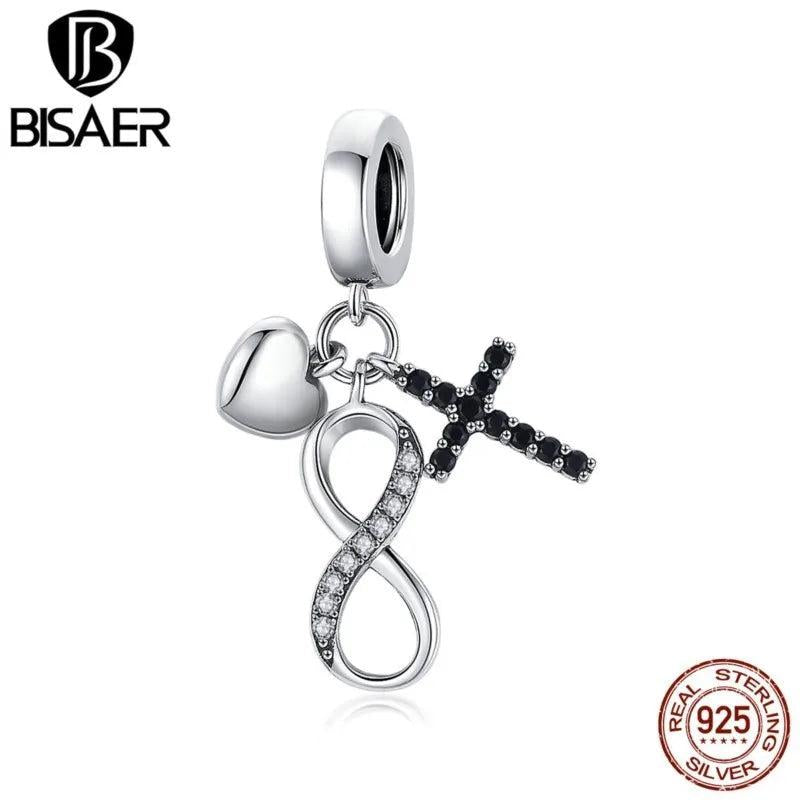925 Silver Vintage Infinity Symbol Pendant Cross Charm Beads