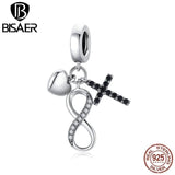 925 Silver Vintage Infinity Symbol Pendant Cross Charm Beads