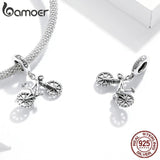 925 Silver Bike Shape Pendant Crystal Charms for Jewelry DIY Gift