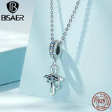925 Sterling Silver Vintage Cross Charm Horus's eyes Hanging Belief Pendant