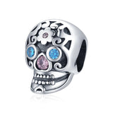 925 Sterling Spider Skull Guitar Charms Bead for DIY Bracelet EFC524