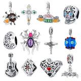 925 Sterling Spider Skull Guitar Charms Bead for DIY Bracelet EFC524