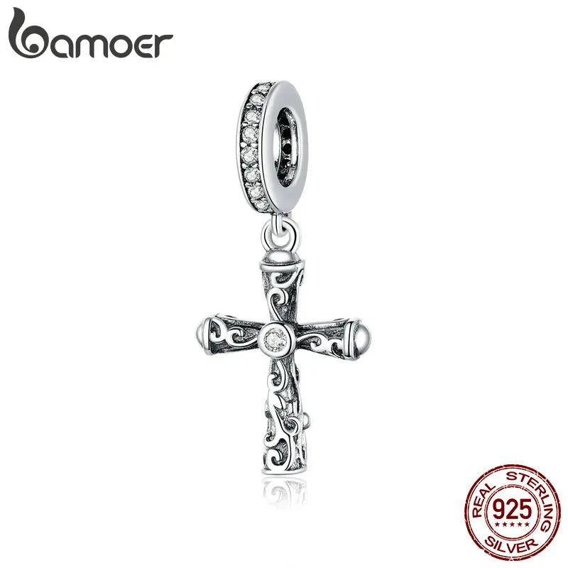 925 Sterling Silver Vintage Cross Pendant Charm for Bracelet or Necklace