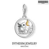 Owl Moon Charm Pendant 925 Sterling Silver Gift Women Girls