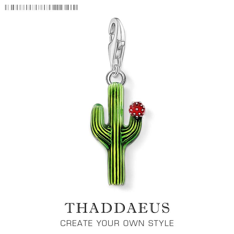 Cactus Flower Dangle Charm 925 Sterling Silver Jewelry