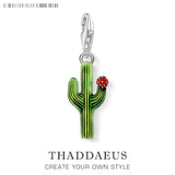 Cactus Flower Dangle Charm 925 Sterling Silver Jewelry