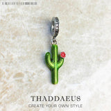 Cactus Flower Dangle Charm 925 Sterling Silver Jewelry