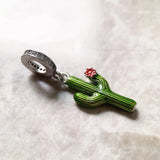 Cactus Flower Dangle Charm 925 Sterling Silver Jewelry