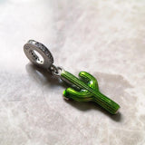 Cactus Flower Dangle Charm 925 Sterling Silver Jewelry