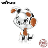 925 Sterling Silver Lively Dog Charm Bead Pendant