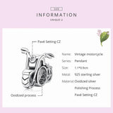 925 Sterling Silver Motorcycle Car Pendant Charm Beads for Bracelet DIY