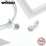 925 Silver Snowflake Crystal Charm Pendant for Women Jewelry