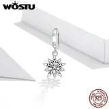 925 Silver Snowflake Crystal Charm Pendant for Women Jewelry
