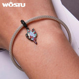 925 Silver Rose Pistol Vintage Pendant Butterfly Charms Women Jewelry