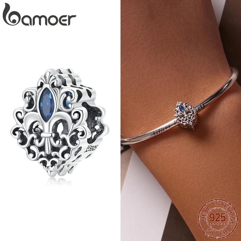 Vintage Pattern Charm 925 Sterling Silver Water Drop Bead Zirconium Charm