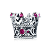 925 Silver Queen's Crown Pink CZ Beads Bracelet & Necklace