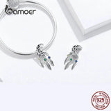 Boho Style Star Metal Beads Feather Tassel Charm for Jewelry Making