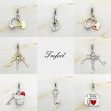 Heart Key Love Ring House Charms Pendant 925 Sterling Silver