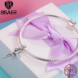 925 Silver Flower Fairy Angel Feather Pendant Charm Bracelet Jewelry