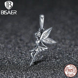 925 Silver Flower Fairy Angel Feather Pendant Charm Bracelet Jewelry