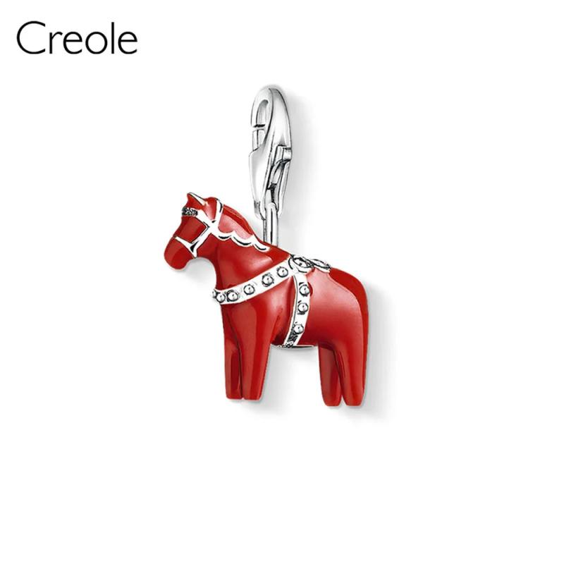 Dala Horse Petals Stone Parrot Charm Pendant 925 Sterling Silver