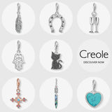 925 Silver Charms Pendant Feather Horseshoe Cup Hand Cat Cross Heart
