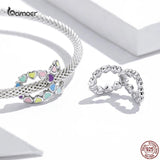 925 Silver Love Charms Colorful Heart Beads for Bracelets Bangle