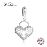 KALETINE 925 Silver Love Heart Charm Bracelet Necklace Zircon Love