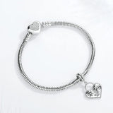 KALETINE 925 Silver Love Heart Charm Bracelet Necklace Zircon Love