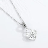 KALETINE 925 Silver Love Heart Charm Bracelet Necklace Zircon Love