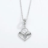 KALETINE 925 Silver Love Heart Charm Bracelet Necklace Zircon Love