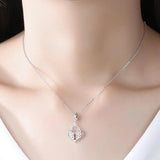 KALETINE 925 Silver Love Heart Charm Bracelet Necklace Zircon Love