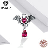 925 Sterling Silver Bat Charm Bead DIY Bracelet Bangle Jewelry