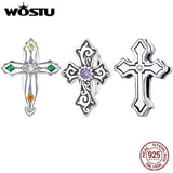 Vintage Pattern Cross Charm Bead Pendant for Women
