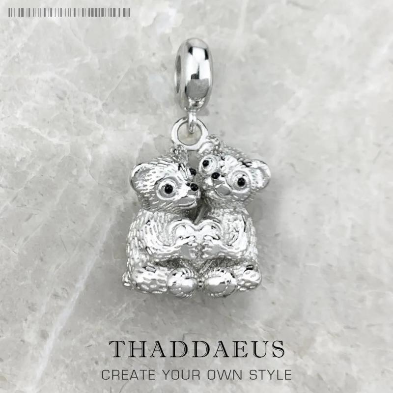 Sterling Silver Bear Couple Charm Pendant