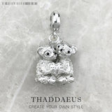 Sterling Silver Bear Couple Charm Pendant