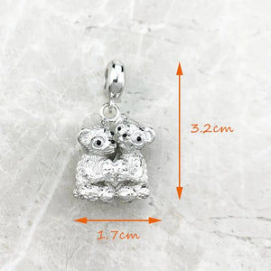 Sterling Silver Bear Couple Charm Pendant