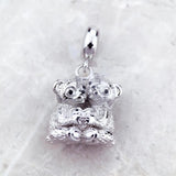Sterling Silver Bear Couple Charm Pendant