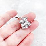 Sterling Silver Bear Couple Charm Pendant