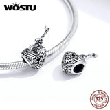 925 Silver Heart Lock Key Beads Charms Fit Bracelet Pendant Vintage CQC1447