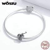 925 Silver Heart Lock Key Beads Charms Fit Bracelet Pendant Vintage CQC1447