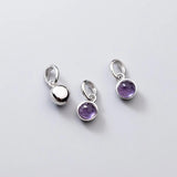 925 Sterling Silver Round Stone Charm Pendant for DIY Jewelry Making