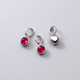 925 Sterling Silver Round Stone Charm Pendant for DIY Jewelry Making