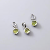 925 Sterling Silver Round Stone Charm Pendant for DIY Jewelry Making