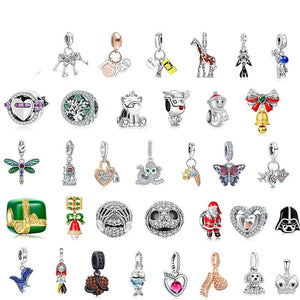 925 Silver Astronaut Animal Heart Charm Bracelet Bead