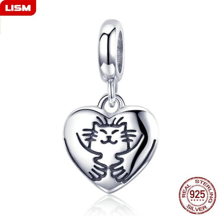 925 Silver Pet Heart Pendant Charms DIY Jewelry Gift