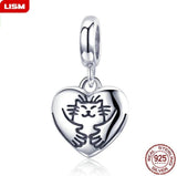 925 Silver Pet Heart Pendant Charms DIY Jewelry Gift